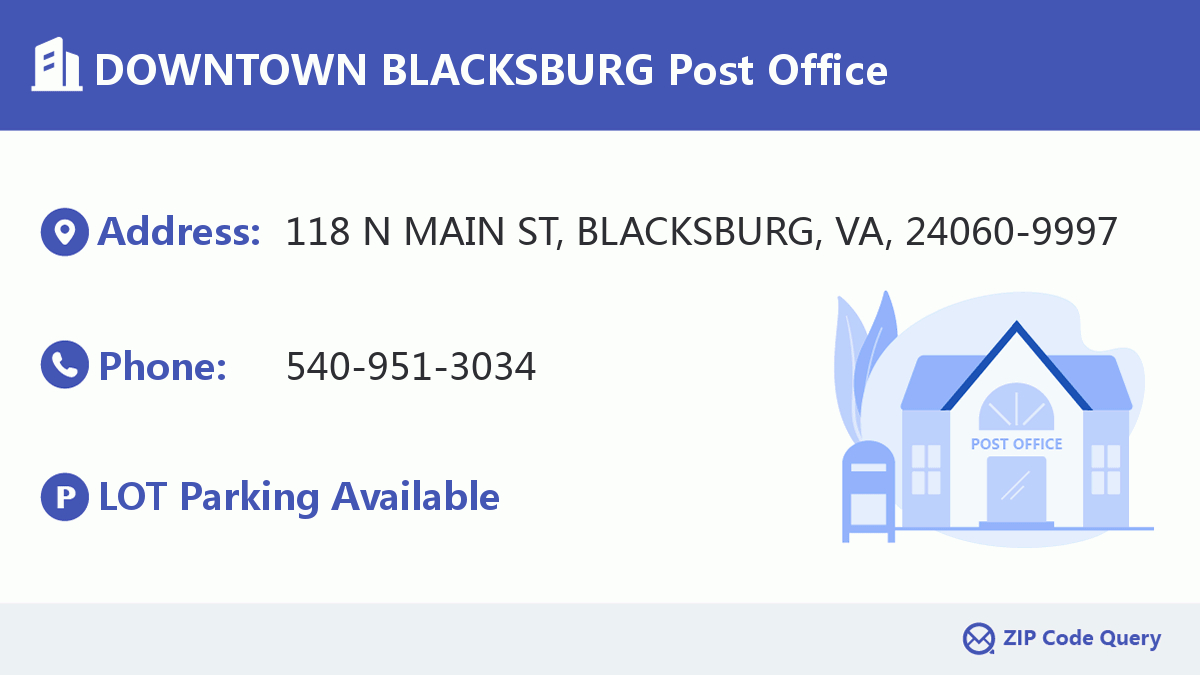 Post Office:DOWNTOWN BLACKSBURG